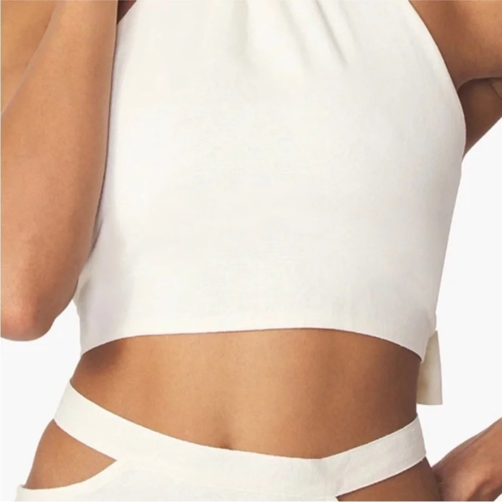 WeWoreWhat // Linen Blend Cut Out Midi Skirt